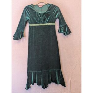 My Michelle Girls Emerald Green Velvet Dress Size 12